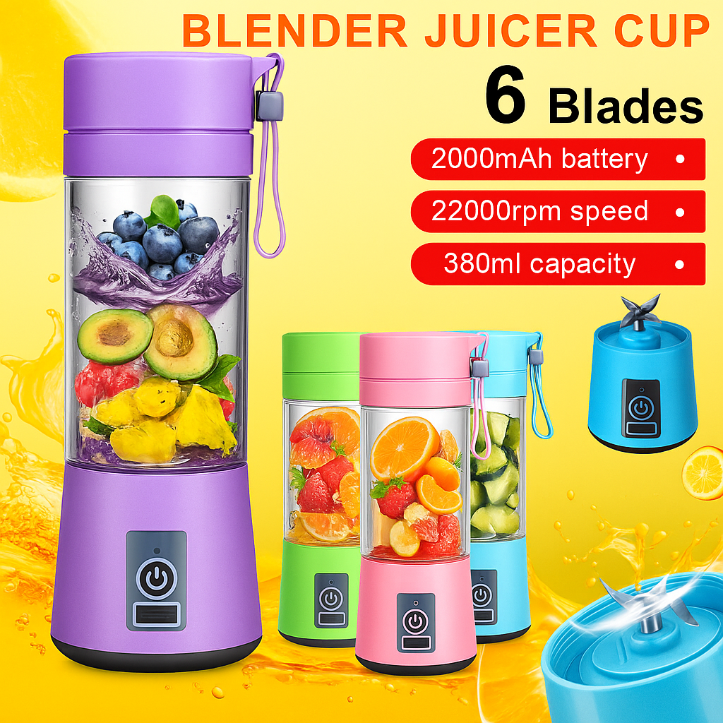 NEW USB Rechargeable Mini Juicer Blender with 6 Blades